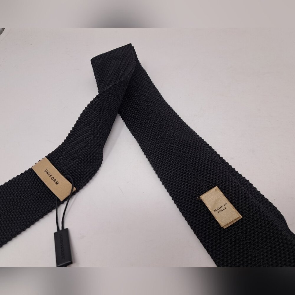 Burberry Men's 100% Silk Square Tie Slim Fit Black Made in Italy 52" Uniform - Picture 11 of 13
